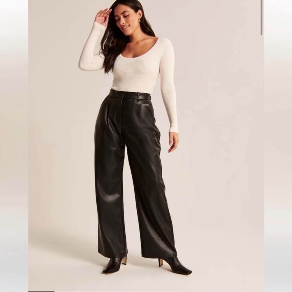 Abercrombie & Fitch Faux Leather Black Trousers